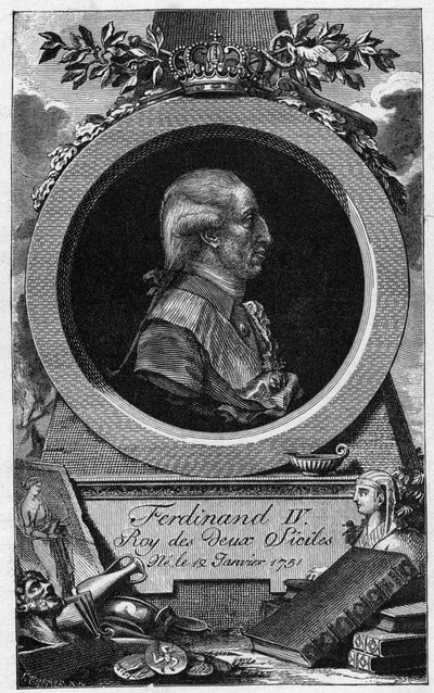 Portrait of Ferdinand I of the Two Sicilies (or Ferdinand IV of Naples) (1751-1825) - 19th century engraving by Unknown artist