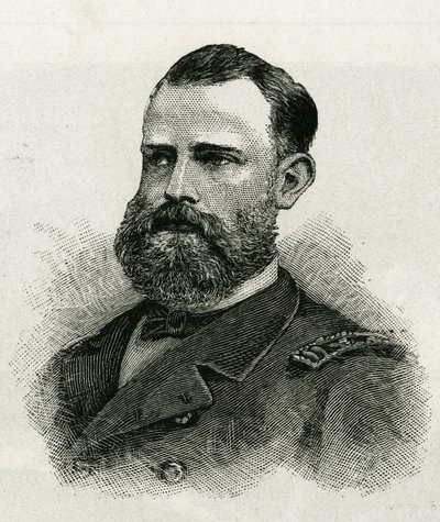 Portrait of First Lieutenant Chipp, the crew of La Jeannette, for the mission to North Pole. Engraving to illustrate 