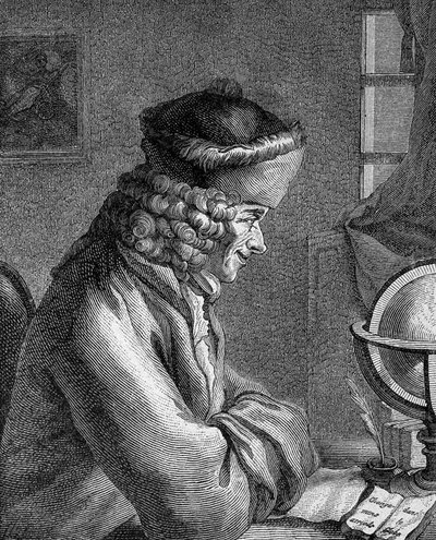 Portrait of Francois Marie Arouet dit Voltaire (1694 - 1778) at the Chateau de Ferney in 1764 by Unknown artist