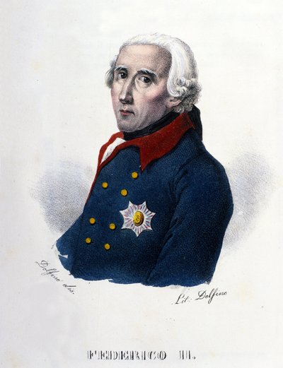 Portrait of Frederic II of Prussia known as Frederic the Great. Engraving of the 19th century by Unknown artist
