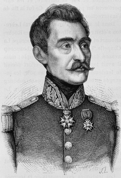 Portrait of General Bréa. Engraving from the end of the 19th century in 