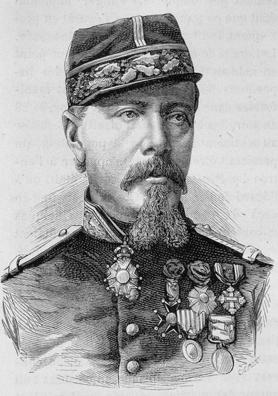 Portrait of General Lecomte who was shot by the insurgents in 1871. Engraving in 