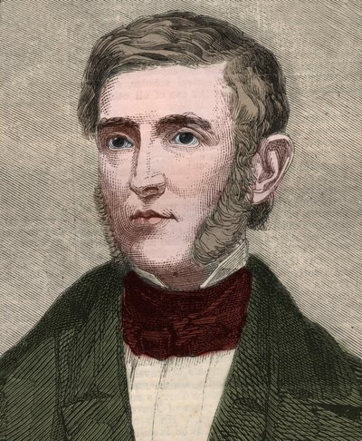 Portrait of George Bancroft, American historian and politician. Engraving in 