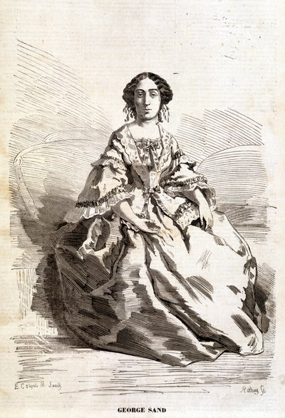 Portrait of George Sand (Aurore Dupin, Baronne Dudevant) (1804-1876). by Unknown artist
