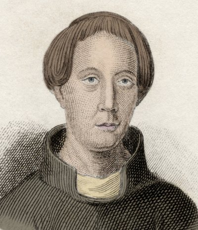 Portrait of Giraud de Barri, or Giraud the Cambrian, a Welsh ecclesiastic and historian. Also called Gerald of Wales. 19th century engraving. by Unknown artist