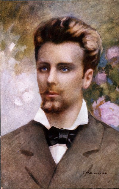 Portrait of Guglielmo Oberdan (1858-1882), postcard after a painting by C. Monestier by Unknown artist