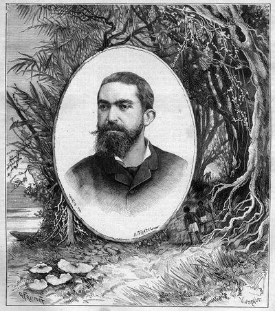 Portrait of Henri Coudreau, professor of geography and explorer of the Amazon (Brazil) - engraving in 