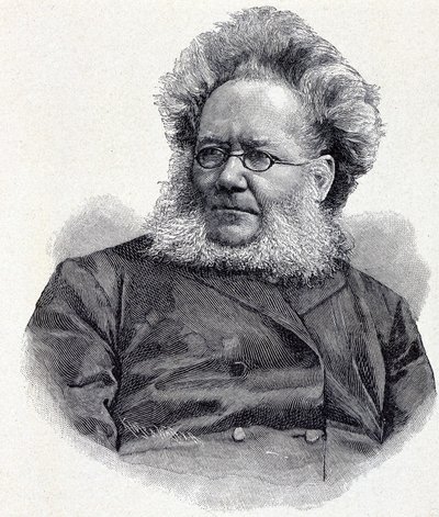 Portrait of Henrik (Henri) Johan Ibsen (1828-1906), Norwegian poet and playwright, engraving 19th century by Unknown artist