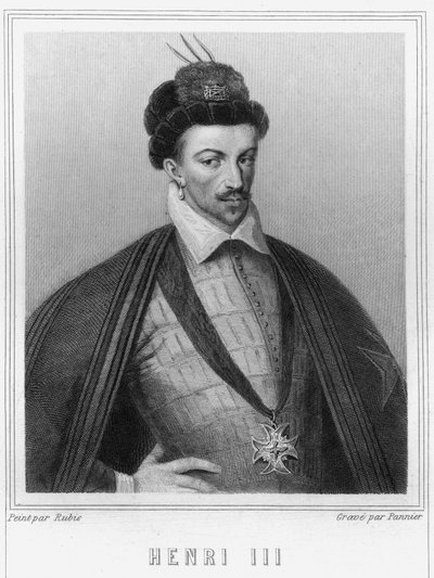Portrait of Henry III (1551-1589), King of France - in Histoire des Français by Lavallée, engraving, sd by Unknown artist