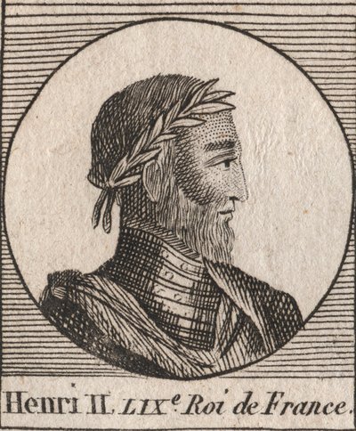 Portrait of Henry II (1519-1559) King of France - engraving from “Instruction sur l