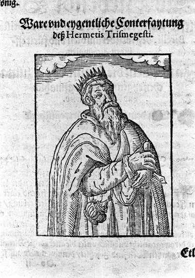 Portrait of Hermes Trismegistus, astrologer. Engraving from 