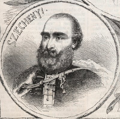 Portrait of Istvan Szechenyi, Hungarian politician - Engraving from 