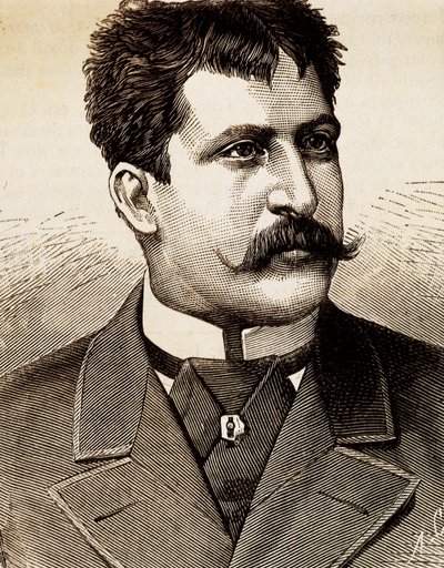 Portrait of Italian lyrical singer Mattia Battistini. Engraving of the 19th century by Unknown artist