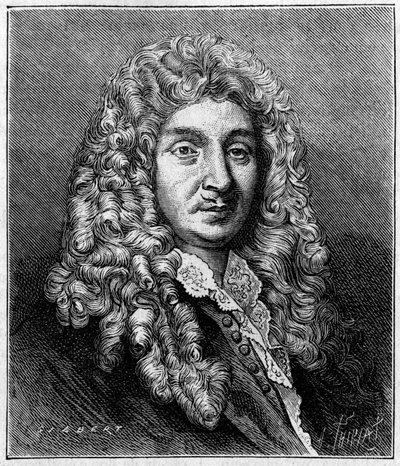 Portrait of Jean Baptiste Lully (Giovanni Battista Lulli) (1632-1687), French composer of Italian origin. From a period engraving. Engraving in 