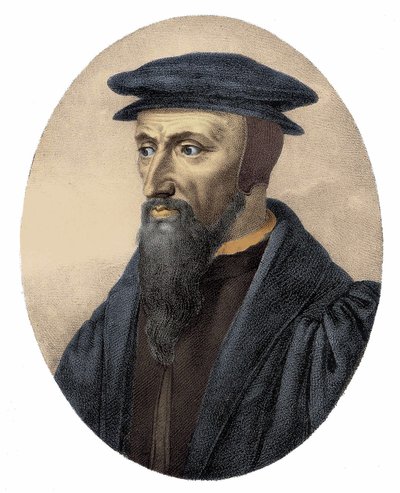 Portrait of Jean Calvin (1509-1564) - engraving by Unknown artist