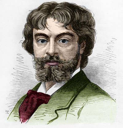 Portrait of Jean Sully Mounet dit Mounet-Sully (1841-1916), French Comedian, Member of the Comedie Francaise. Engraving in 