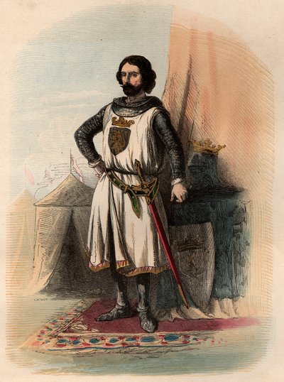 Portrait of John I of Brabant, known as the Victorious (1253-1294), was Duke of Brabant from 1267-1294 and Duke of Limburg from 1288-1294. Engraving from 1868 in 