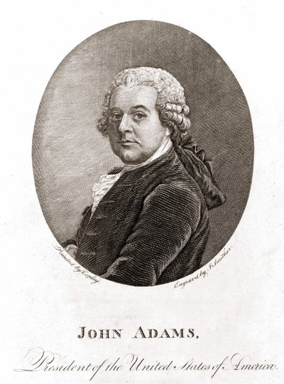 Portrait of John Adams, 2nd President of the United States. Engraving 19th century by Unknown artist