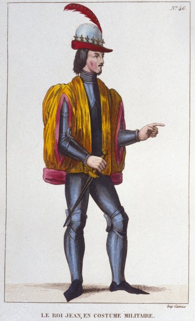 Portrait of John II the Good in military costume, King of France engraving from 1830 by Unknown artist