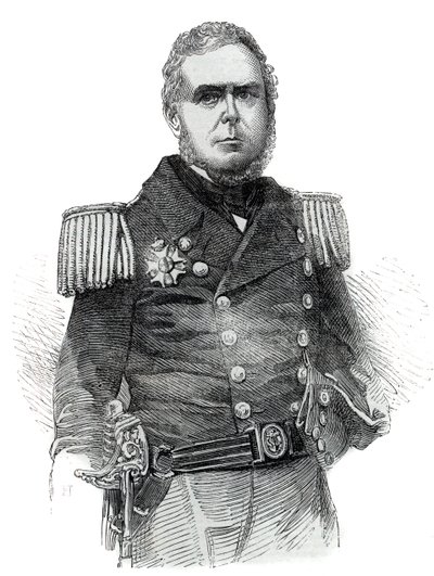 Portrait of John Pascoe Grenfell (1800-1869) navy officer and diplomat of the Empire of Brazil - Engraving 1852 by Unknown artist