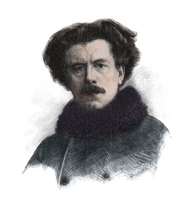 Portrait of Joseph Auguste Maurice Rollinat (1846 -1903) English poet - engraving by Unknown artist
