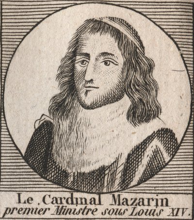 Portrait of Jules Mazarin (1602-1661), known as cardinal Mazarin, prime minister under Louis XIV - engraving from 