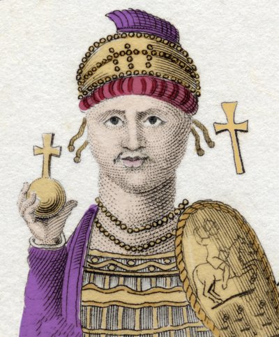 Portrait of Justinian I (The Great) (Flavius Petrus Sabbatius Justinianus). 482 - 565. Roman Emperor of the Orient. by Unknown artist