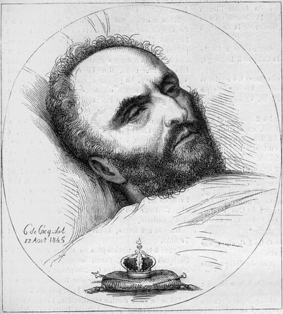 Portrait of Karl Wilhelm Naundorff (1785-1845), Prussian watchmaker who pretended to be King of France Louis XVII. Engraving of the 19th century by Unknown artist