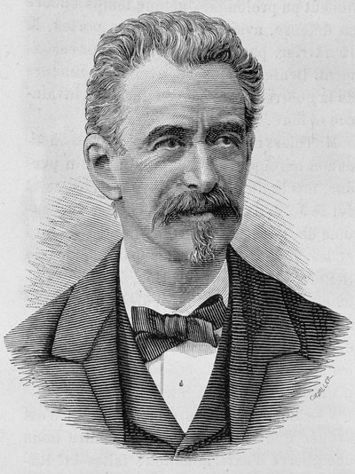 Portrait of Keller. Engraving from the end of the 19th century in 