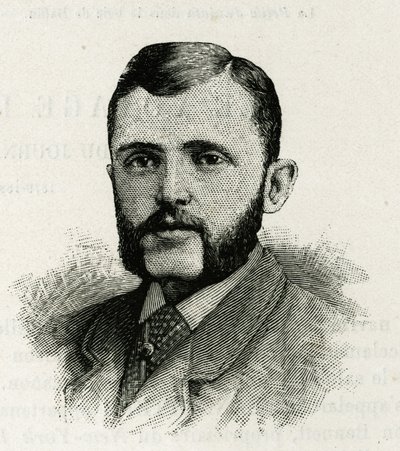 Portrait of L. Newcomb, member of the crew of La Jeannette, for the mission to North Pole. Engraving to illustrate 