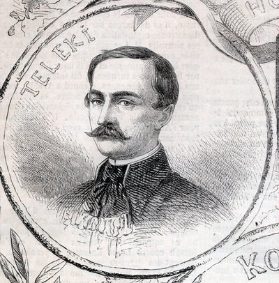Portrait of Laszlo Teleki, Hungarian writer and politician - Engraving in 