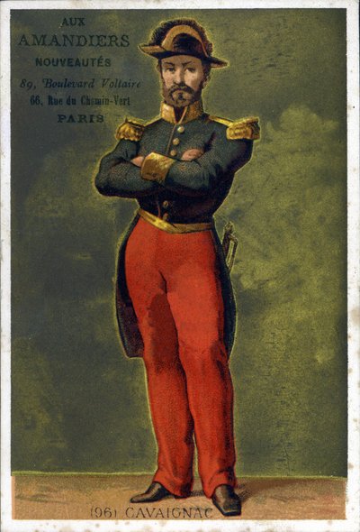 Portrait of Louis-Eugène Cavaignac (1802 - 1857), French General and politician. Chromolithography of the late 19th century by Unknown artist