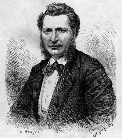 Portrait of Louis Riel (1844-1885), Canadian politician and defender of the Metis people. Engraving in 