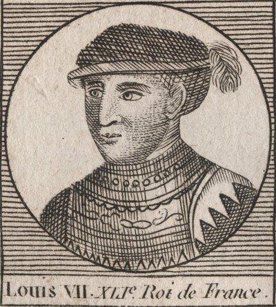 Portrait of Louis VII called the Younger (1120-1180), King of the Franks from 1137 to 1180 - engraving from “Instruction sur l