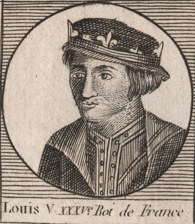 Portrait of Louis V the Indolent, King of France - engraving from 