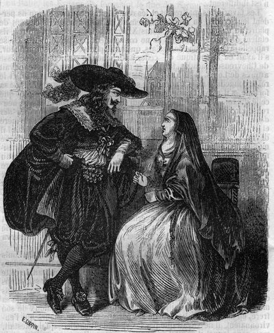 Portrait of Louis XIII (1601-1643) King of France and Mademoiselle de Lafayette (engraving of the 19th century) by Unknown artist