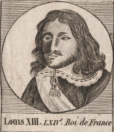 Portrait of Louis XIII the Just (1601-1643), King of France - engraving from 