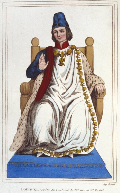 Portrait of Louis XI in costume of the Order of Saint Michel (1423-1483) (engraving of 1830) by Unknown artist