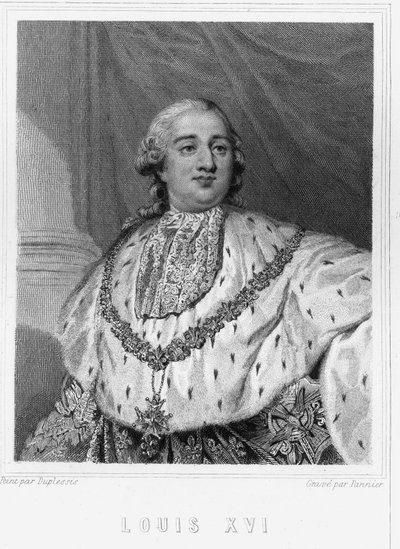 Portrait of Louis XVI (1754-1793), King of France - in “Histoire des Français” by Lavallée, engraving by Unknown artist