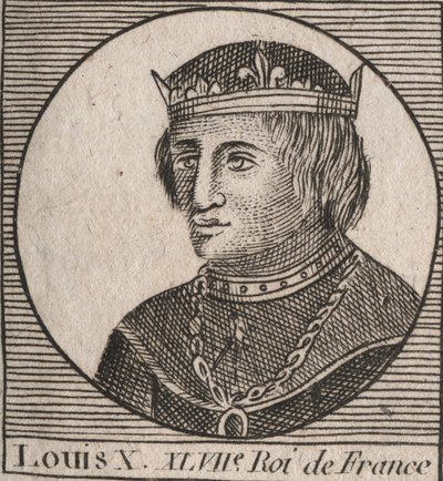Portrait of Louis X called the Stubborn (1289 - 1316), King of France and Navarre - engraving from “Instruction sur l