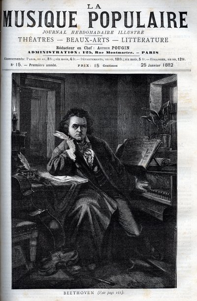 Portrait of Ludwig van Beethoven, German Composer and Pianist - Engraving in 