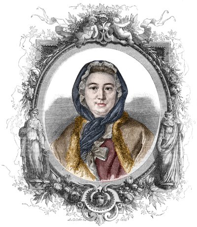 Portrait of Madame Geoffrin, nee Marie Therese Rodet - Engraving from 1858 by Unknown artist