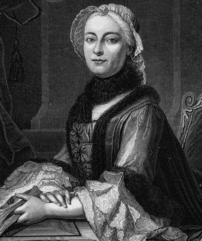 Portrait of Madame Geoffrin, nee Marie Therese Rodet (1699-1777) (engraving of 1862 in 