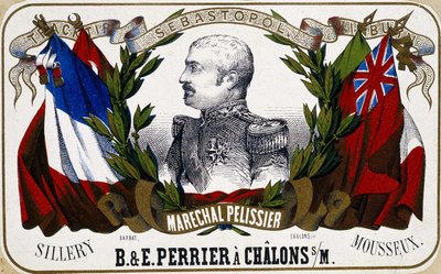Portrait of Marshal Pelissier on a Champagne Label by Unknown artist