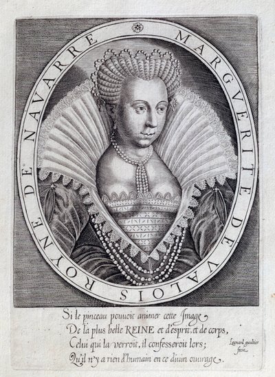 Portrait of Marguerite de Valois (Queen Margot). Engraving of the 16th Century. Pau, Musee Du Chateau by Unknown artist