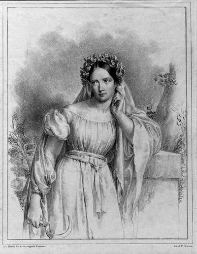 Portrait of Maria Garcia called the Malibran (1808-1836) singer in Norma by Bellini by Unknown artist
