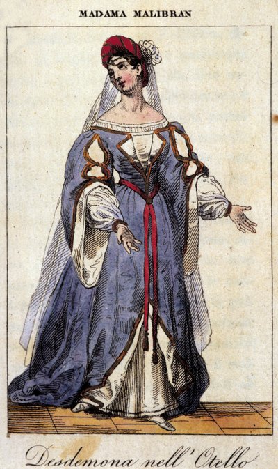Portrait of Maria Garcia called the Malibran, singer in the role of Desdemona for Othello by Gioachino Rossini. Teatro alla Scala 1833 by Unknown artist