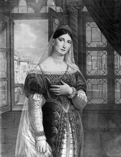 Portrait of Maria Garcia called the Malibran, singer in the role of Desdemona for Othello by Gioachino Rossini. Teatro alla Scala 1833 by Unknown artist