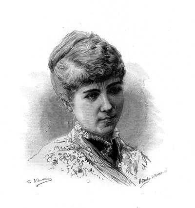Portrait of Marie Van Zandt (1858-1919) French Singer of Dutch Origin. Engraving in Le Monde Illustre 1883. Private Collection by Unknown artist