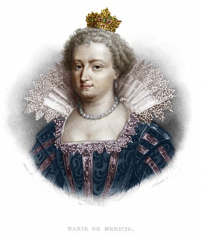 Portrait of Mary of Medici (1573-1642), Wife of Henry IV and Mother of Louis XIII. Engraving from 1836 by Unknown artist